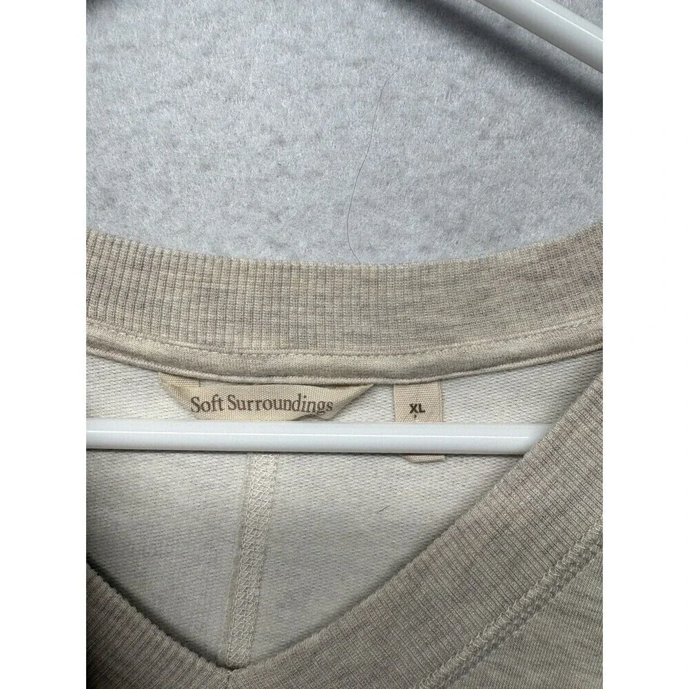 Soft Surroundings Siesta Pullover Tunic Top V Neck Beige Sz XL Viscose Pockets